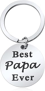 Dad Keychain, Best Papa Keychain Stainless Steel Keychain for Father Best Papa Ever for Father's Day Birthday Christmas Gifts Keychain from Daughter Son Kids