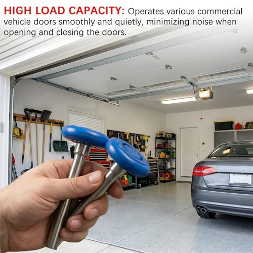 Image of 10 Pack 4 inch Stem 2 inch Blue Nylon Garage Door Roller with Protective Sealed-Cap(Dustproof), Ultra Quiet & Long-Lasting, Commercial High Load Capacity, Double Sealed Bearings