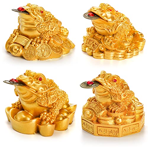 Paquete de 4 estatuas Fortuna Rana de la Suerte miniatura 1