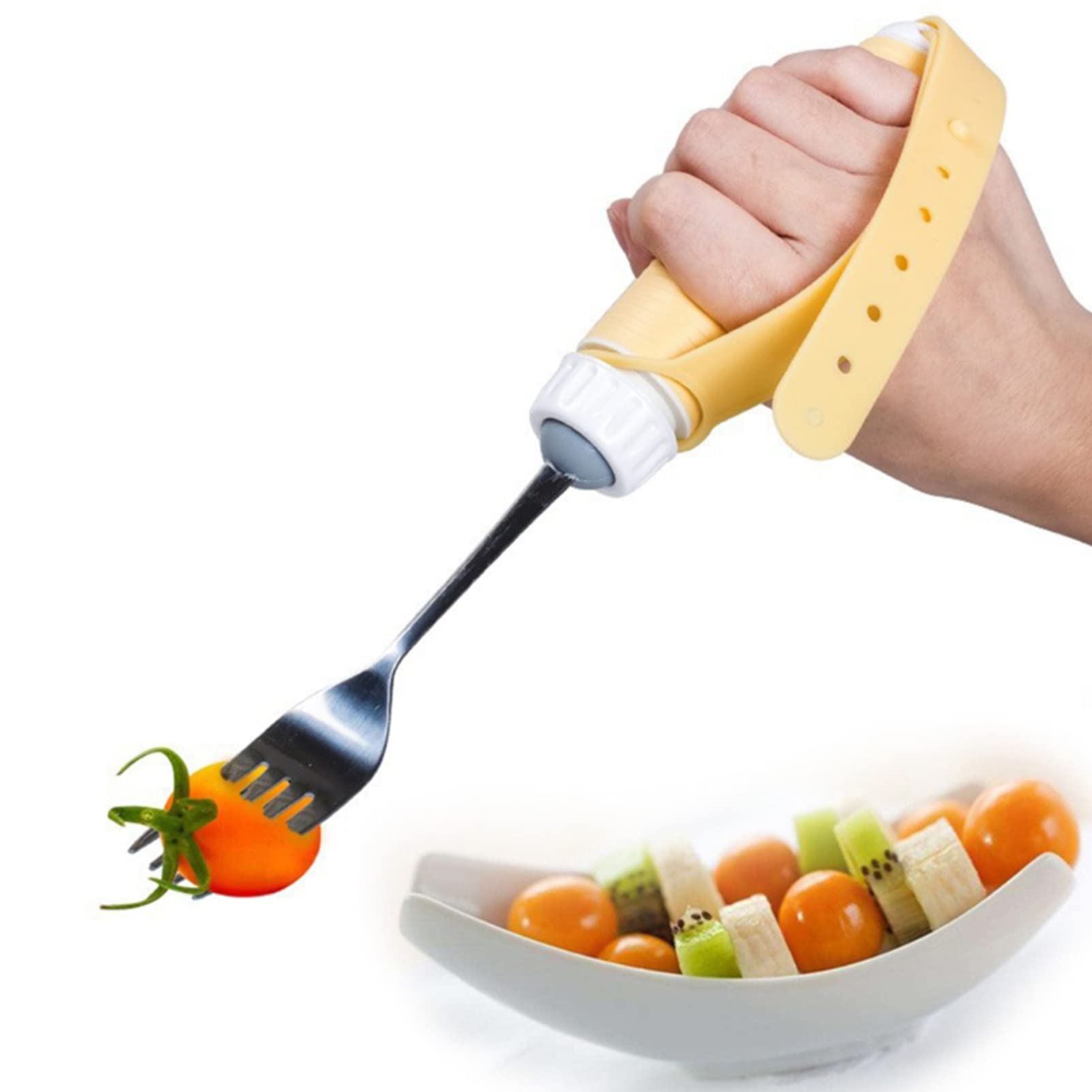 RSGK Juego De Tenedor De Cuchara De Acero Inoxidable, Utensilio para Ancianos con Artritis, Ayuda para Comer para Pacientes Discapacitados, Utensilios De Comedor Adaptables Giratorios De 360 Grados