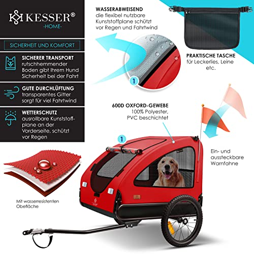 Remorque pour chien KESSER grand volume pliable poussette rouge