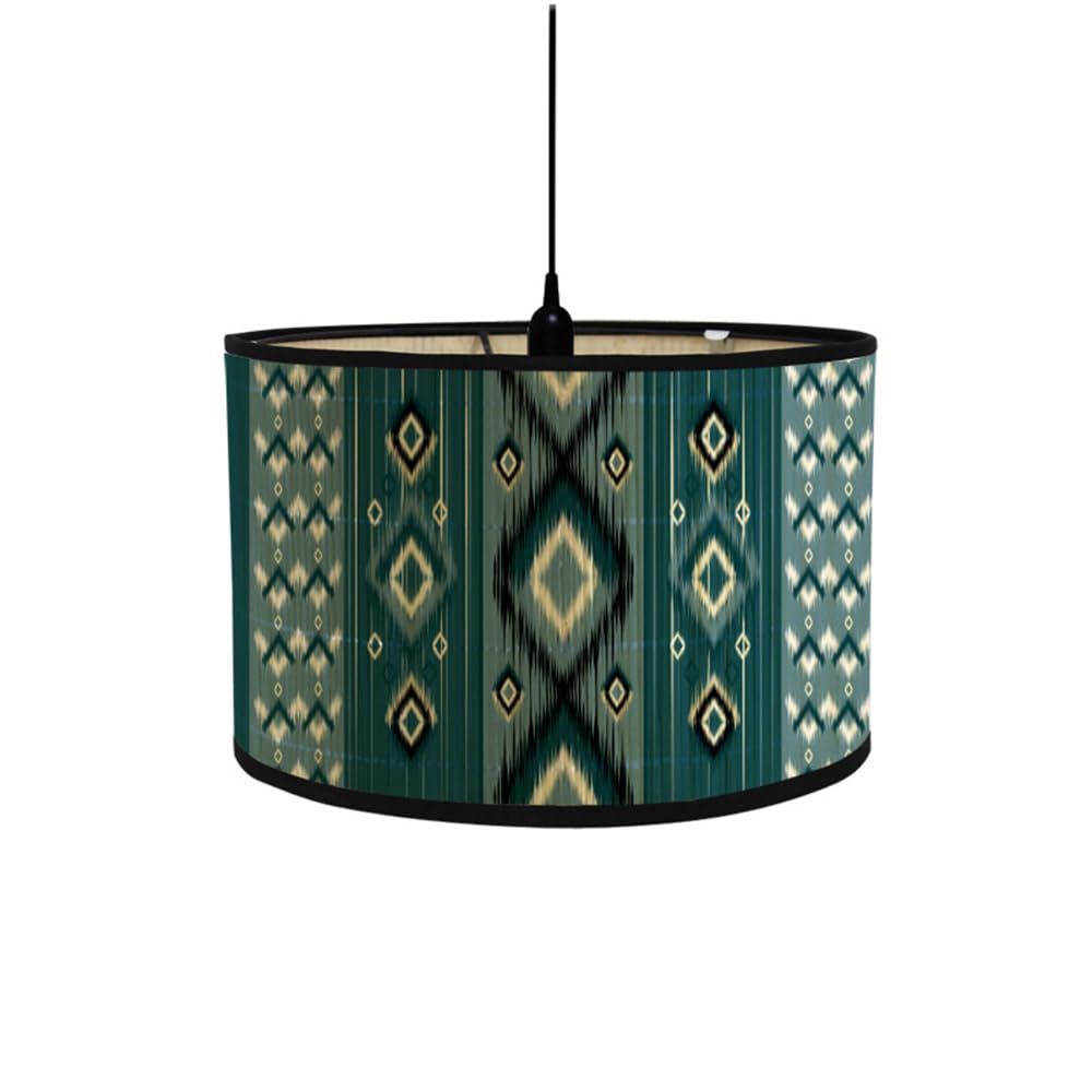 FANSU Round Drum Light Shade for Table Lamp, Modern Vintage Ethnic Style Pattern Pendant Lampshades Easy Fit for Living Rooms, Bedroom, Hallways, Reading Room (Dark Blue,30x30x20cm)
