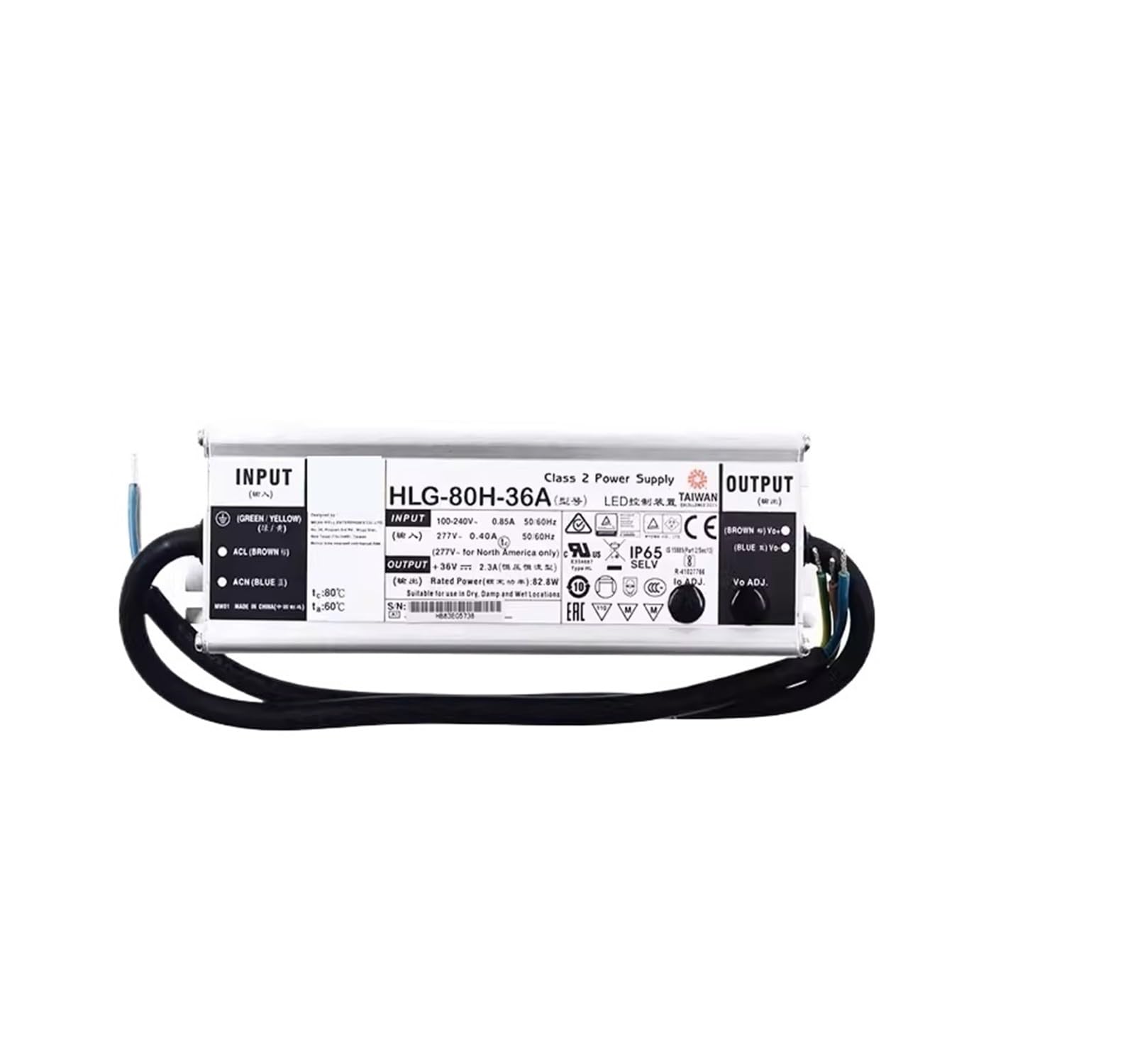 BRODEFUP HLG-80H HLG-80H-12A HLG-80H-24A HLG-80H-30A HLG-80H-36A 80W Constant Voltage + Constant Current LED Driver(HLG-80H-12A)