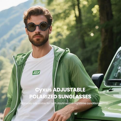 Cyxus Adjustable Tint Sunglasses 1-9 Gears Rounded Polarized Glasses with ND Filter Lenses Advanced ND Filter Lens Technology3