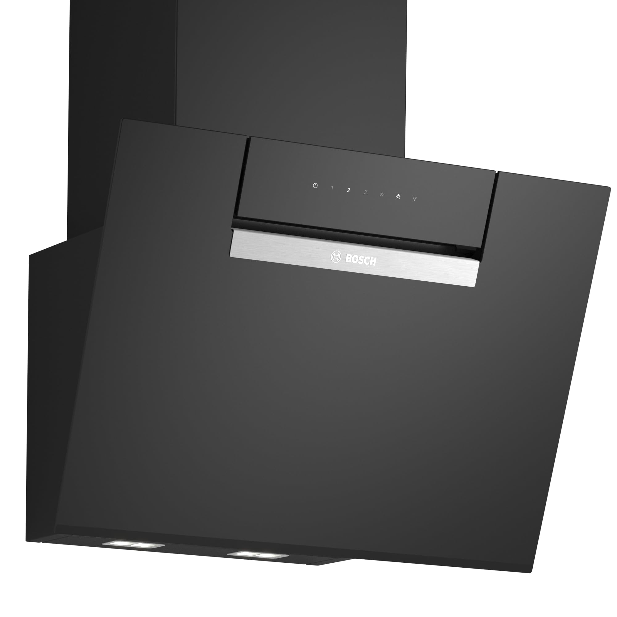 Bosch Decorative Wall Range Hood, 60 cm, Series 4, TouchControl Electronics, EcoSilence Motor, Home Connect, Black Glass, DWK67FN60