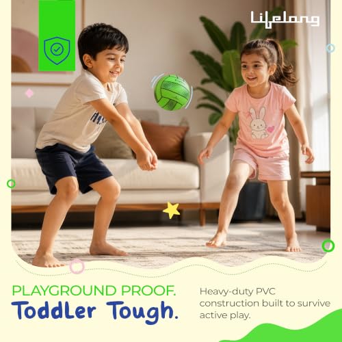 Image of Lifelong Mini Volleyball for Kids | Soft PVC Volleyball | Lightweight | Indoor & Outdoor Play | Beach, Pool & Playground | Green | 5.8 inches