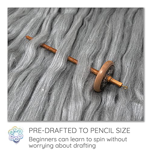 Image of Learn to Spin - Beginner's Spinning Kit with Drop Spindle and Merino /Silk Blend Pencil Roving. Choose Your Color and Make Yarn! Color: Papyrus