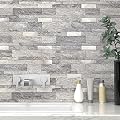 VAOVI Backsplash Tile Peel and Stick Kitchen Stone Subway Linear Mosaic Bathroom Shower Wall Waterproof(10pcs,Gray)