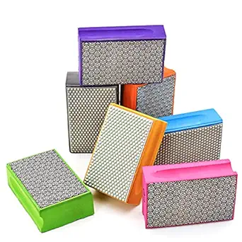 7Pack Diamond Hand Sanding Pads Polishing Blocks for Granite Ceramics Marble Grit60-3000 Electroplated and Resin