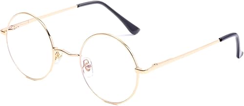 AZorb Lentes de bloqueo de luz azul para mujeres y hombres, lentes redondos retro con marco de metal