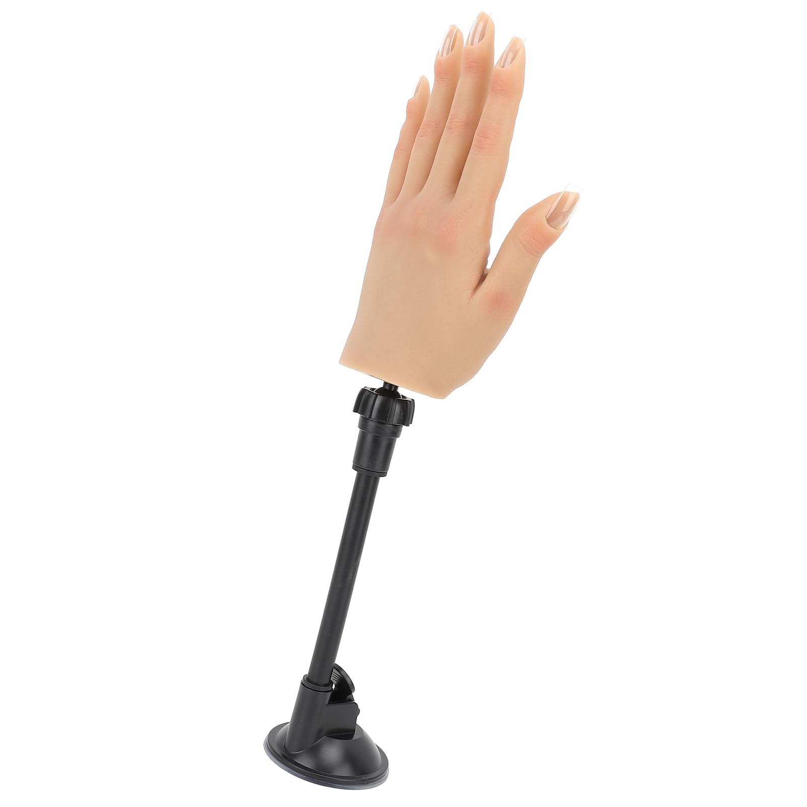 FILFEEL Mano, Mano de Maniquí de Silicona Gruesa Reutilizable con Soporte de Ventosa Ajustable 360 ​​para Uñas Acrílicas Práctica Exhibición de Arte de Uñas (izquierda)