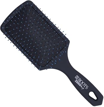ROOTS Zero Tangle Black Paddle Hair Brush | Flexi Cushion Base | Soft Rounded Bristles | Damage-Free Detangling on Sensitive/Wet/Dry Hair | For Men & Women | Length - 9.7 Inch, Model No - RZTP-BK