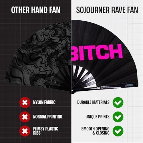 image for SoJourner Bags Bye B*tch Rave Fan - Large Folding Clack Fan for Men an