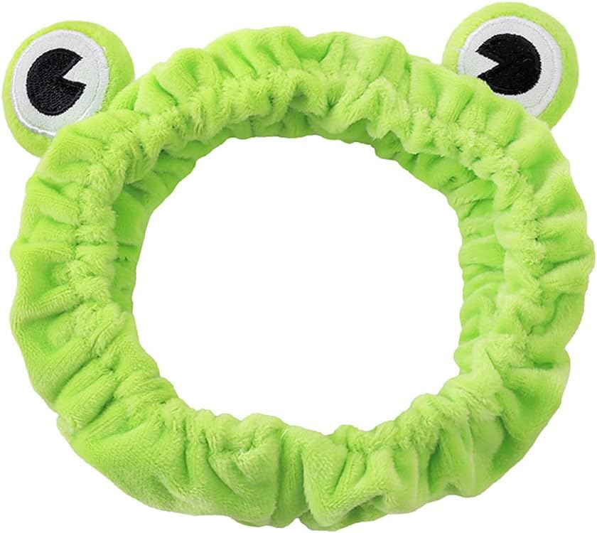 Cute Green Funny Frog Headband, Elastic Face Washing Hair Band and Turban Wrap