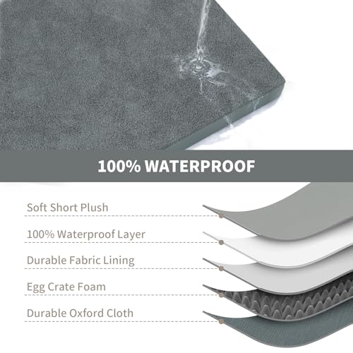 Image of Outdoor Extra Large Dog Bed XXL for Giant Breed Dogs | Egg Crate Orthopedic Foam, Fits 48x30 Crates, TPU Waterproof Layer, Machine Washable 1680D Oxford Cover, Up to 110 lbs