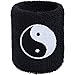 Schweissband Ying Yang Stickerei Tuina TCM Yoga Schweißband Ashtanga Bestickt & Absorbierendes Frottee Handgelenk Arm Schwarz Jogging Wristband Geschenk Outdoor-Training Schweiß-Armband Muay Thai