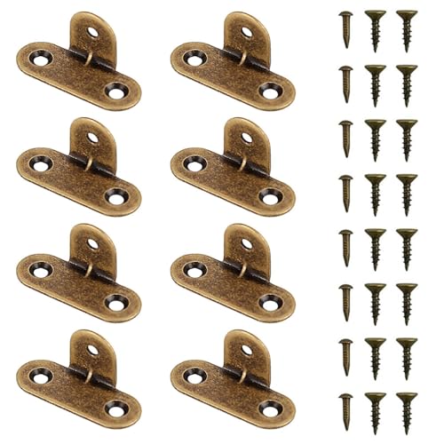8 soportes de esquina de 90 grados con tornillos, soportes de estante en ángulo recto, conectores fijos de latón para fijar y reparar muebles