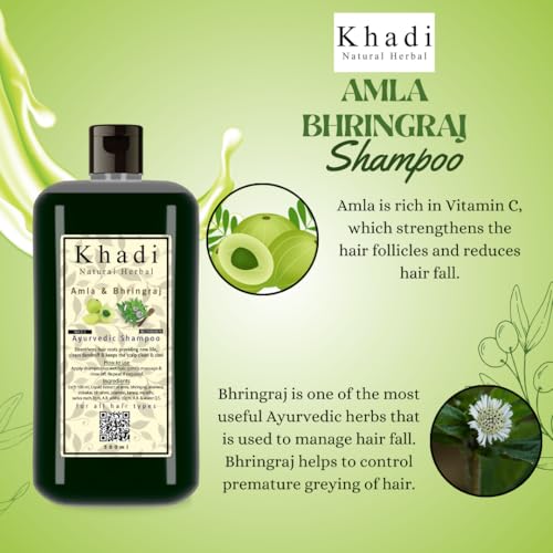 Image of Khadi Natural Herbal Amla Bhringraj Shampoo 500 ml And Aloevera Conditioner 200 ml For Hair Growth | Hair Fall Control Shampoo And Conditioner Combo Pack