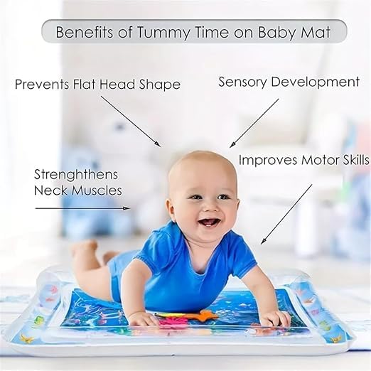 Image of Heavy Duty Tummy Time Water Mat for Babies | Sensory Play Gym for 6-12 Months | Newborn Baby Essentials | Water-Filled Activity Mat | Baby Gifts | Pack of 1 (BEBY Water MAT Square)
