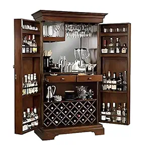 Credenza Solid Sheesham Wood Bar Cabinet for Home | Rack Hard and Soft Wine Wisky Scotch All Type Drinks Storage Cabinets Furniture Wooden Living Room Natural Brown Finish