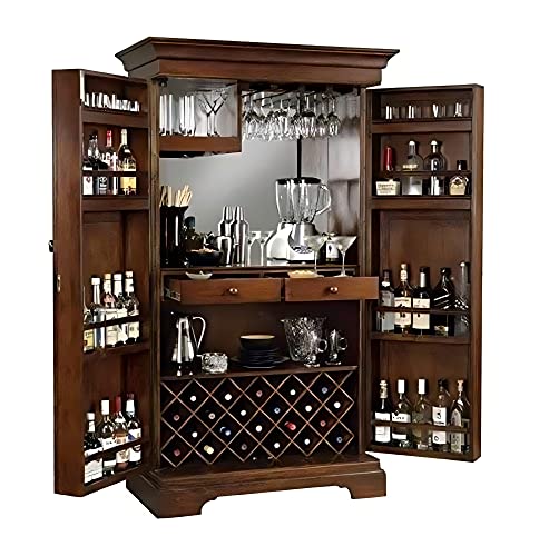 Image of Credenza Solid Sheesham Wood Bar Cabinet for Home | Rack Hard and Soft Wine Wisky Scotch All Type Drinks Storage Cabinets Furniture Wooden Living Room Natural Brown Finish Bar Cabinet with Drawers
