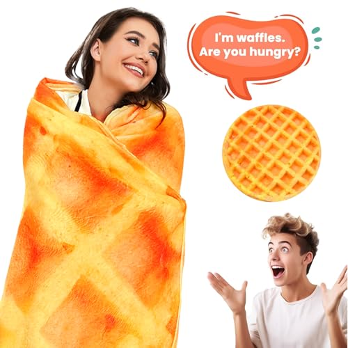 Image of Waffles Blanket, Tortilla Blanket for Adults and Kids, Funny Food Throw Blanket, Novelty Gifts for Everyone, Soft Throw Blanket for Bed Couch or Travel - 71 inchs Waffle