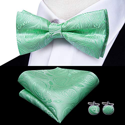 Image of Dubulle Suspender and Bow Tie for Men Paisley Solid Mens Suit Braces Pretied Bowtie and Handkerchief Cufflinks Formal Wedding