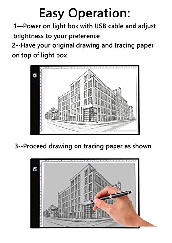 A4 Ultra-Thin Portable LED Light Box Tracer USB Power Cable Dimmable Brightness Artcraft Tracing Light Pad Light Box Set (A4)