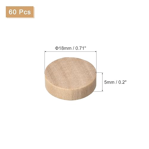 Miniatura 10 de uxcell 60 tapones de madera de cabeza plana, tapón de tornillo de botón de madera de 1316 pulgadas, tapones de madera, tapas de agujero de tornillo