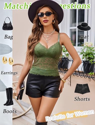 Image of Avidlove Lace Bralette for Women V Neck Camisole Lingerie Spaghetti Strap Tube Slim Tank Top