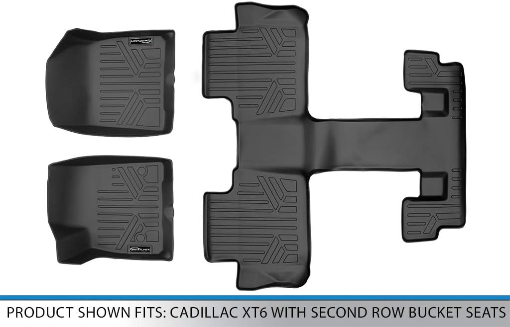 MAXLINER Custom Fit Floor Mats 3 Row Liner Set Black Compatible with 2020-2022 Cadillac XT6 with 2nd Row Bucket Seats - Image 5