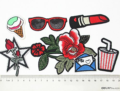 Dandan DIY 36pcs Random Assorted Styles Kid Embroidered Patch Sew On/Iron On Patch Applique Clothes Dress Plant Hat Jeans Sewing Flowers Applique DIY Accessory (Mix 36pcs)