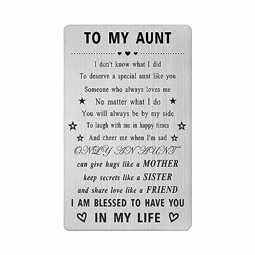 CPLJW Greeting Card - Best Aunt Birthday Gift, Engraved Steel Wallet Card for Auntie