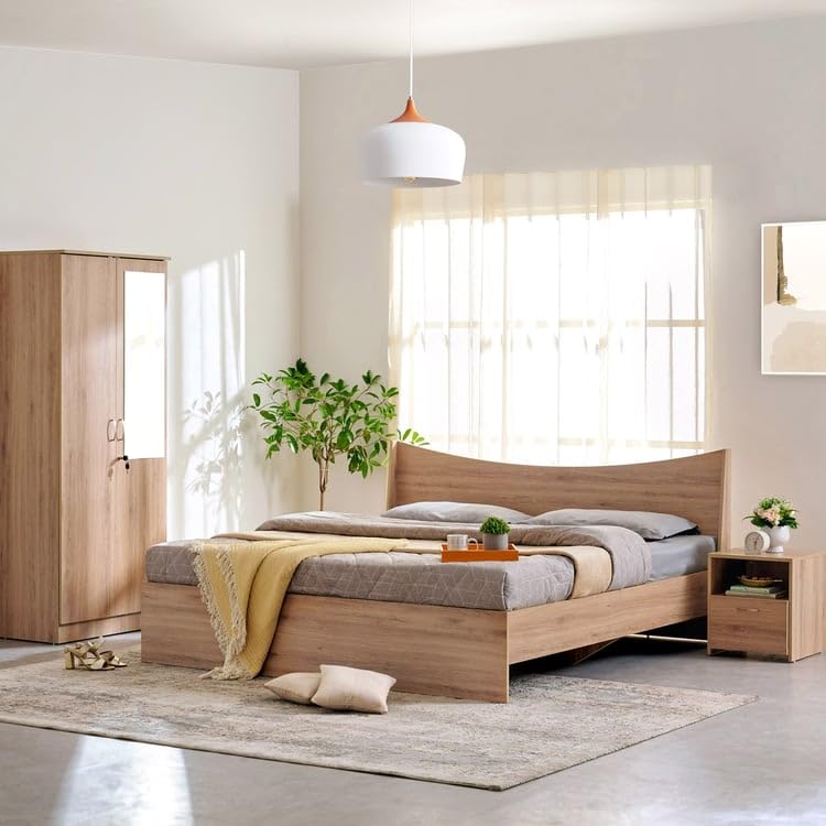 Image of Home Centre | Helios - Alton | Engineered Wood | King Beds | Oak | 1 Year Warranty