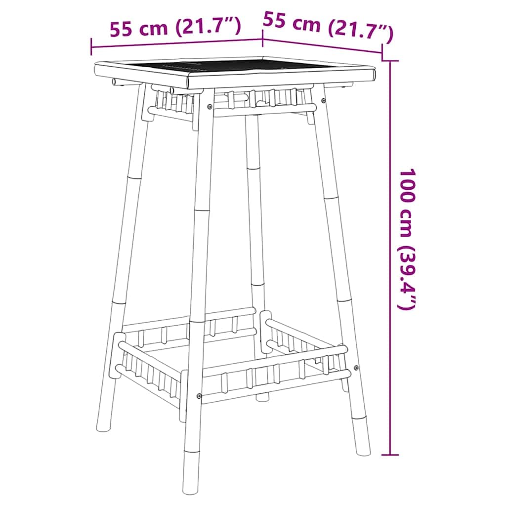 vidaXL Garten-Bartisch Quadratisch 55x55x100 cm Bambus, Gartenbartisch, Outdoorstehtisch, Gartenbar