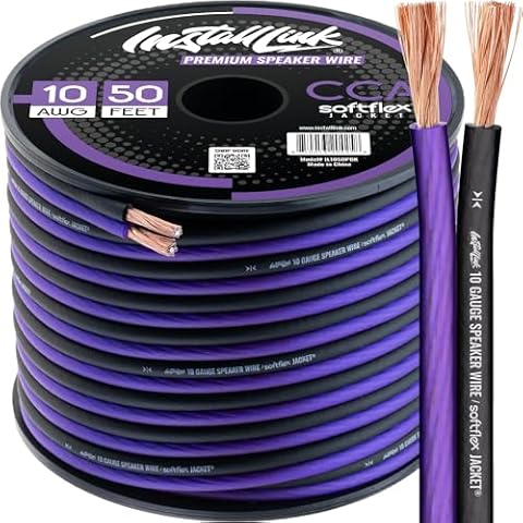 Install Link 10 AWG Gauge Speaker Wire Cable (50 Feet) Stereo, Car or Home Theater, CCA Cover
