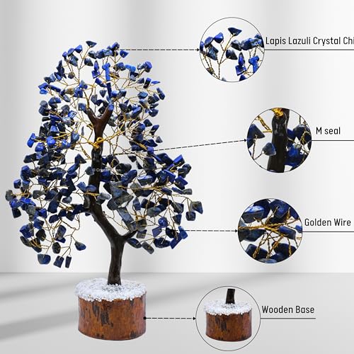 Image of Certified Lapis Lazuli Crystal Tree for Good Luck - Healing Crystals Money Tree for Wealth, Positive Energy at Home Office - Decorative Spiritual Gifts for Vastu, House Warming