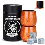 Lotnafee 2 Pack Charred Wooden Whiskey Glasses β Bourbon Tumblers for Men with Burnt Interior β Old Fashioned Cocktail Cups β Gifts for Dad, Men, Brother, or Whiskey Lovers