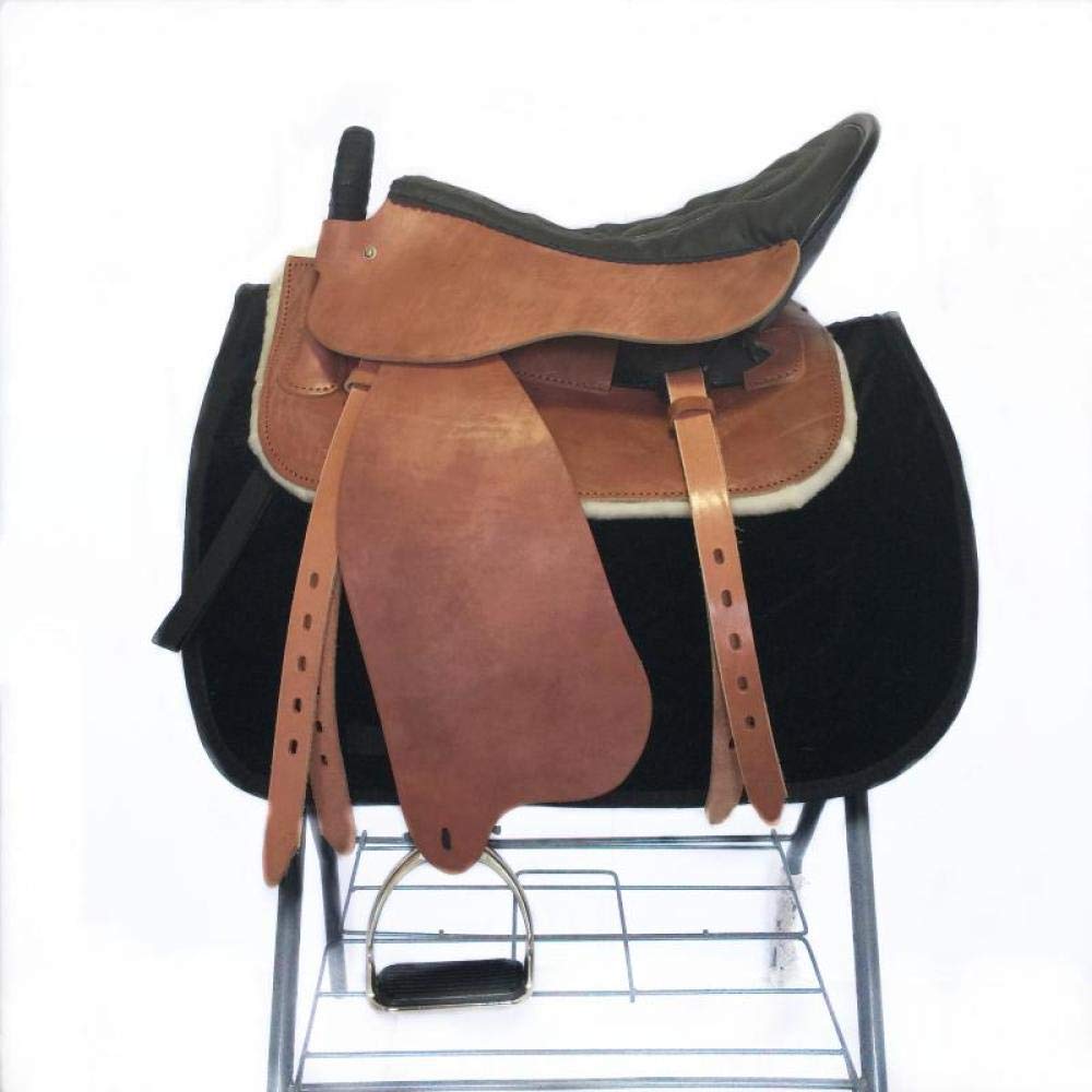 CLBING Horse Saddle Tourists Pommel Horse With Leather Saddle Saddle Army Saddle Full Saddle Horse Equestrian Supplies,B