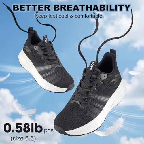 Image of ZOVE Womens Walking Shoes Cushioning Non-Slip Breathable Running Sneakers Tennis Comfortable Athletic Gym Workout Casual Shoes Lightweight Sports Cross Training Fashion Sneakers