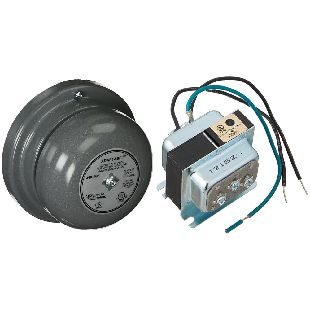 Edwards-Signaling-340-4G5 24VAC 0.250A Gray Bell and 592 120V/24V 40W Transformer Bundle