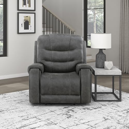 Sillón reclinable manual microfibra pulida gris oscuro miniatura 6