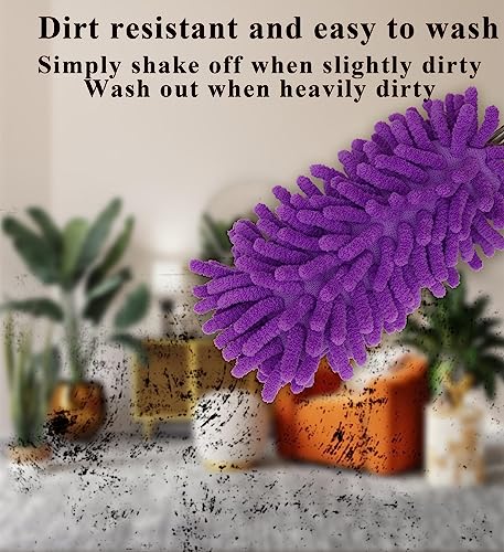 Image of Microfiber Dduster with Telescoping Handle, Removable and Cleanable Hand-held Dust Remover, Used to Clean Cars, Computers, Air Conditioners, Televisions and Other Products(2Pack /Purple)