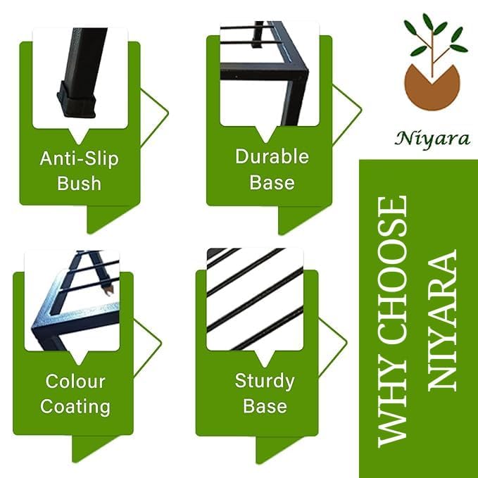 Niyara || Metal Planter Stand || Plant Stand for Pots|| Outdoor Plant Stand for Home Balcony Garden etc (Set of 2) 3