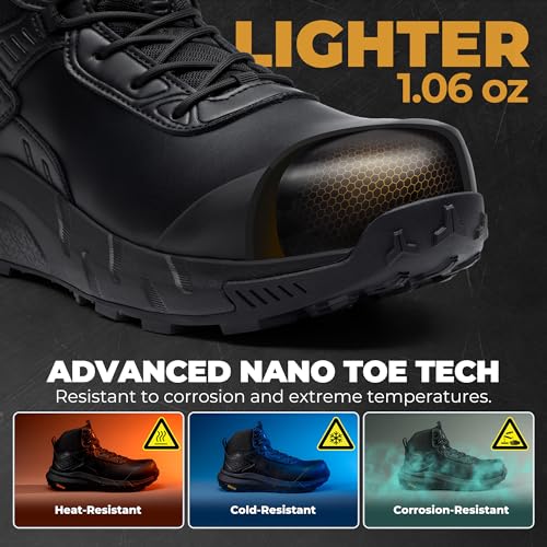 NORTIV 8 Composite Toe Boots for Men – Waterproof Lightweight Non-Slip ASTM F2412-24 & ASTM F2913-24 Safety Work Boots for Warehouse & Construction, VaporGuard-Nano3