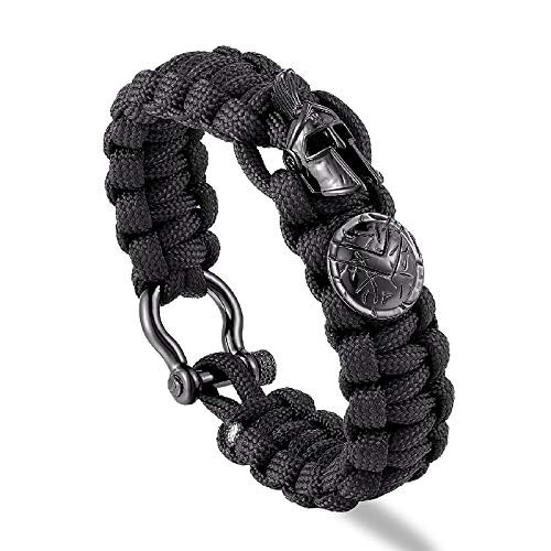 Lederarmband Nordic Outdoor Spartan Warrior Helm Lanyard Armbänder Männer Antiquitäten Vikings Accessoires Überleben Paracord Bangles Homme Handgefertigt