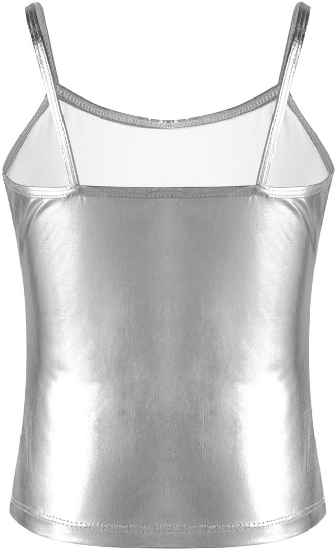 ranrann Girls Camisole Straps Shiny Metallic Tank Top for Gymnastic Dance Performance Top