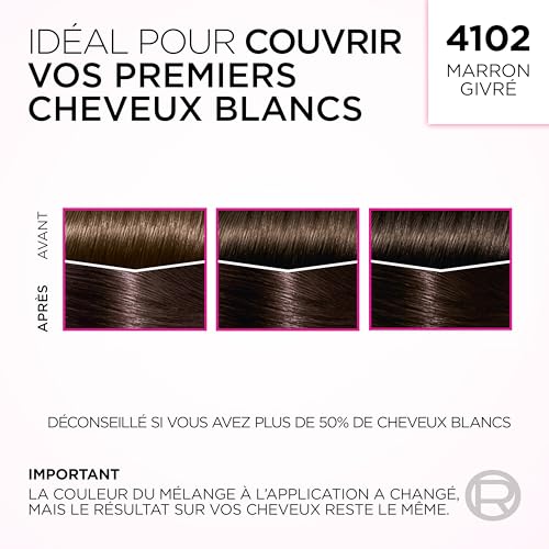 L’ORÉAL PARIS - Coloration Cheveux Semi-Permanente Ton sur Ton - Couleur Soin Gloss - Sans Ammoniaque - Casting Crème Gloss - Nuance : Marron Givré (4102)