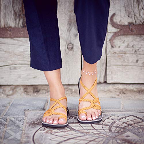 Image of Plaka Flat Sandals for Women Palm Leaf