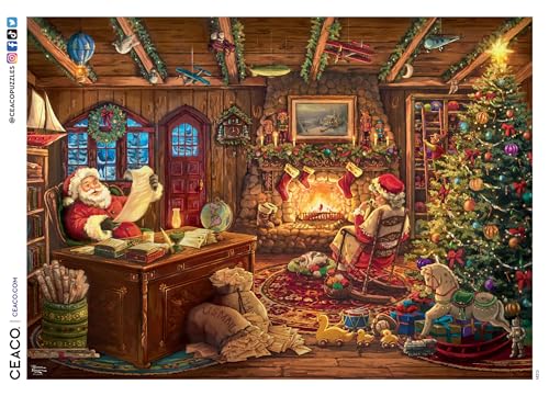 Buffalo Games - Rompecabezas Thomas Kinkade Santa Checking His List de 1000 piezas | Para Adultos, Estuche coleccionable, Tamaño terminado 26 x 19 pulgadas, Incluye póster miniatura 5